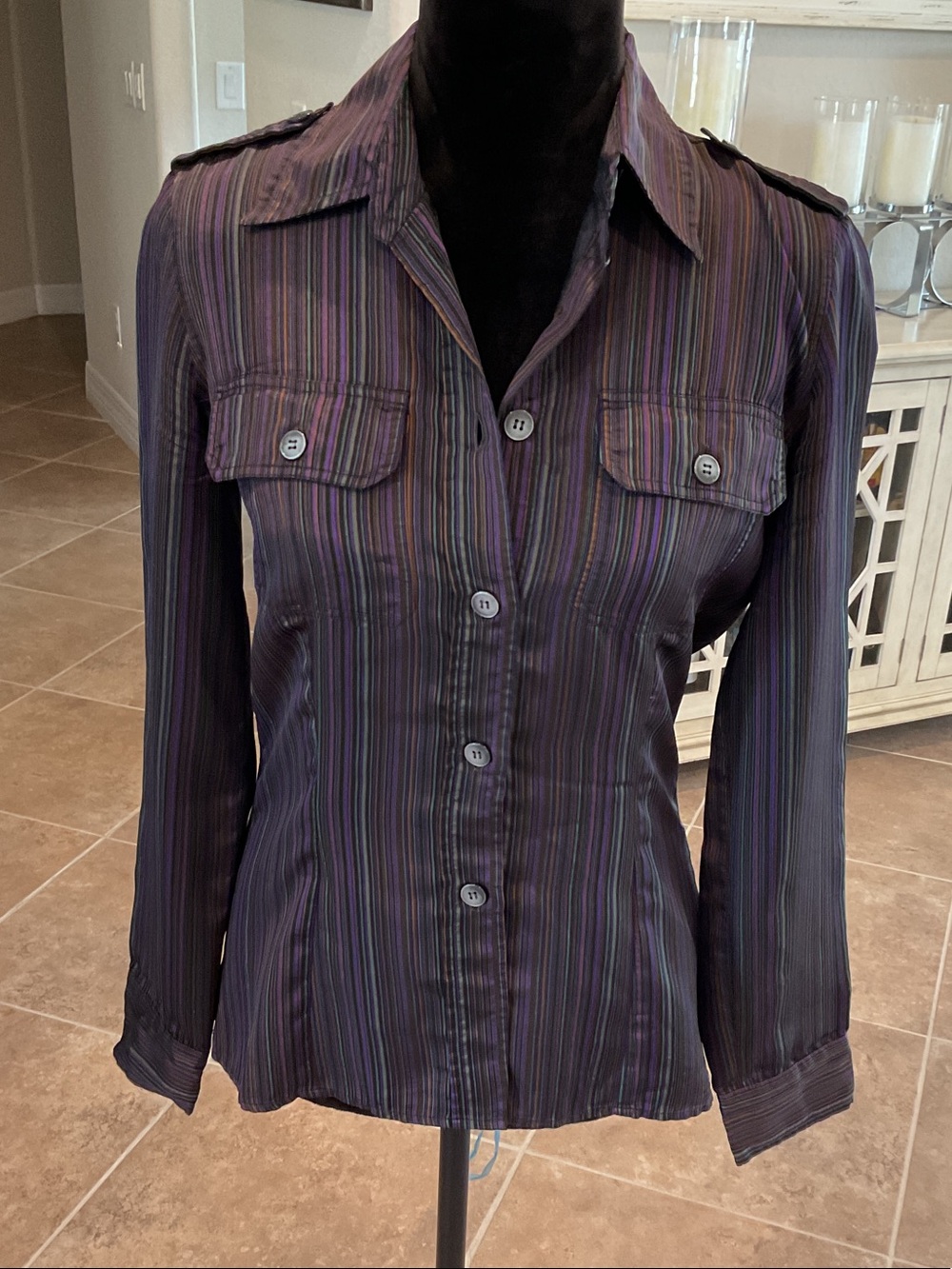 Isabel Marant long sleeve button down, multicolor stripe, size 2